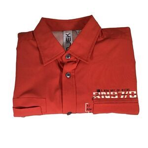 PROJEK RAW Men's Red Tech Design Bottom Up Short Sleeve Stretch Shirt Sz Medium